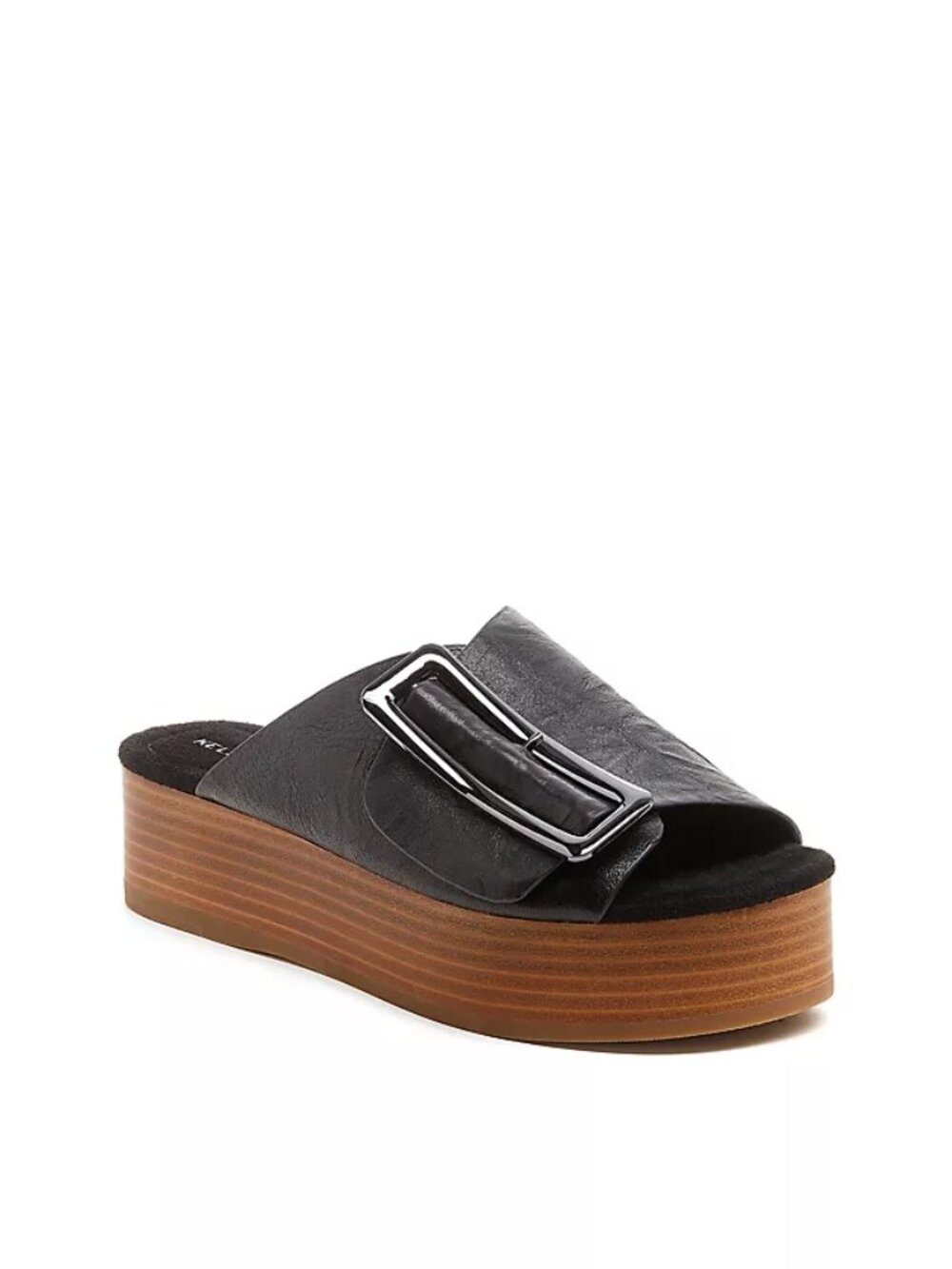 Kelsi Dagger Brooklyn Dover Platform Leather Black Sandals Sz 10 w/ Box- EUC